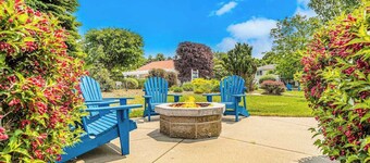 Stylish dog-friendly retreat with furnished deck, pool, & firepits