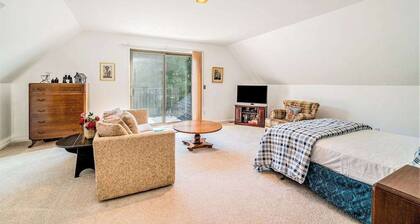 Dog-friendly, lake view home with three season room, fireplace, video projector
