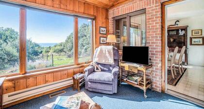 Dog-friendly, lake view home with three season room, fireplace, video projector