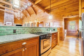 Fridge, microwave, oven, stovetop - Lakefront home with Platte Lake views - private dock, kayaks & paddleboards (Beulah)