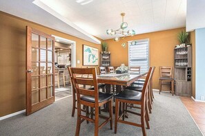 Dining - Large, Family-Friendly Home with WiFi, Two Kitchens, Private Hot Tub, & Gazebo (Union Pier)