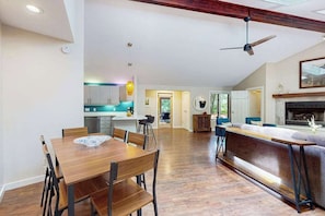 Dining - Serene Wooded Home w/ Private Hot Tub, Firepit & Porch, Dog-Friendly (New Buffalo)