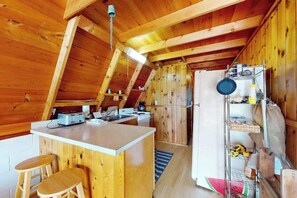 Fridge, microwave, oven, stovetop - Rustic A-Frame Retreat on Grand Traverse Bay w/ beach, wifi, fire pit & grill (Williamsburg)