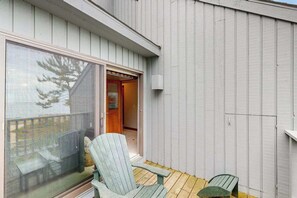 Terrace/patio - Lakefront condo with deck, gorgeous view, fireplace, & W/D (Glen Arbor)