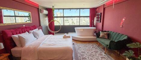 Romantic Apartment, City View | Memory foam beds, iron/ironing board, free cribs/infant beds, free WiFi