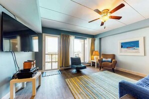 TV, DVD player, offices - Beachfront condo w/furnished balcony & shared outdoor pool (Ocean City)