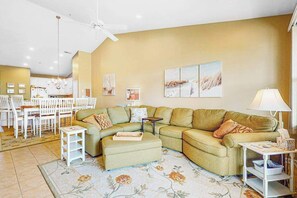 TV, fireplace, DVD player, stereo - Bright & Roomy Condo w/Shared Pool, Free WiFi, Central AC, Water Views, & W/D (Ocean City)