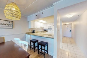 Fridge, microwave, oven, stovetop - Beachfront/ocean-view condo with private balconies (Ocean City)