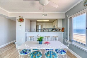 Dining - Bright beachfront condo with balcony, amazing views, W/D, & central AC (Ocean City)