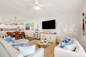 TV, offices - Upscale canal-front townhome with pool, beach access, dock, balconies, & desks (Ocean City)