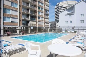 Pool - Oceanfront condo with balcony, lovely sunrise view, central AC & pool (Ocean City)