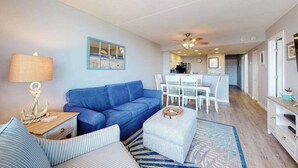 Living area - Astounding beach condo with balcony, pools, gym, game room & tennis (Ocean City)