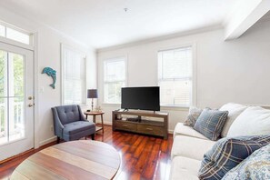 TV, offices - Towering Beach Getaway w/ Fast WiFi, Balconies, Shared Pools, & Private Beaches (Ocean City)
