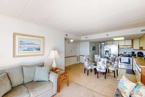 TV, DVD player, offices - Air-Conditioned, Oceanfront Condo with Balcony, WiFi, W/D & Shared Pool (Ocean City)
