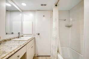 Shower, towels - Newly Updated, Oceanfront Condo with New AC, WiFi, Balcony & Shared Pool (Ocean City)