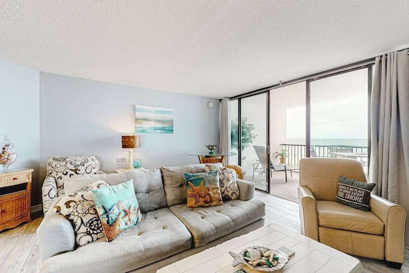 TV, offices - Breezy, Oceanfront Condo with Balcony, AC, WiFi, Laundry & Shared Outdoor Pool (Ocean City)