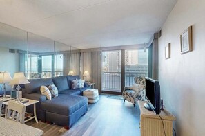 TV, DVD player, table football, offices - Convenient Beach Condo w/Private Balcony, Shared In/Outdoor Pools, Gym, Sauna (Ocean City)