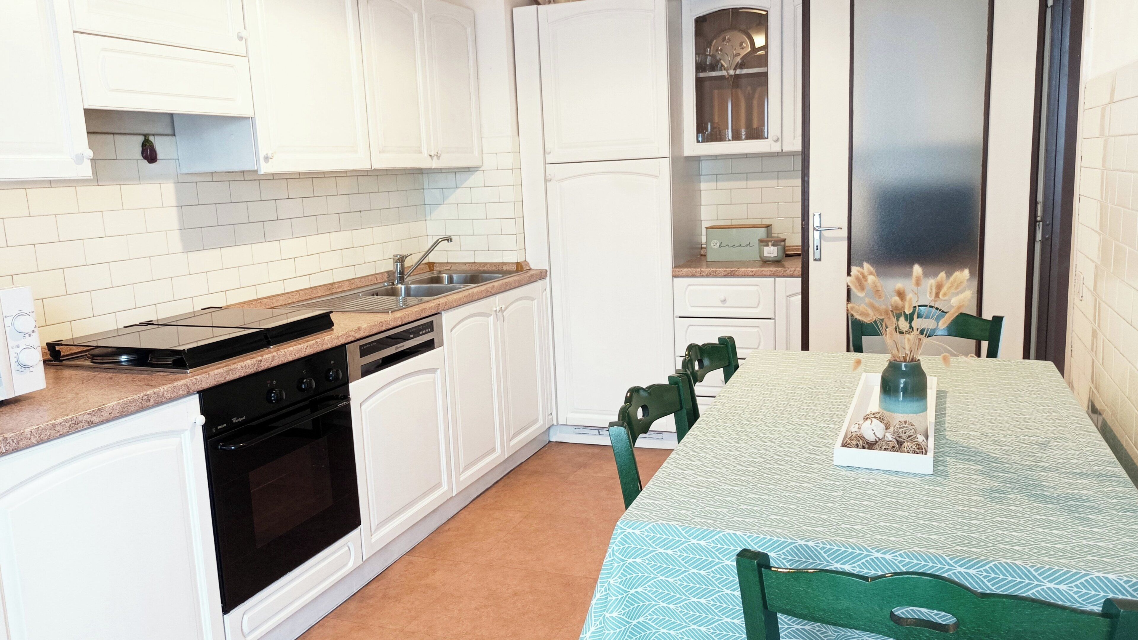 Oven, coffee/tea maker, cookware/dishes/utensils