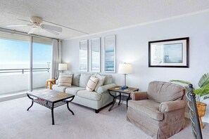 TV, offices - Newly Updated Oceanfront Veranda Condo with Private Deck, WiFi, AC & Shared Pool (Ocean City)
