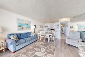 TV, offices - Air-Conditioned, Oceanfront Condo with Balcony, WiFi, Laundry & Shared Pool (Ocean City)