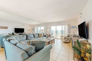TV, DVD player, offices - Refined, Oceanfront Condo with Balcony, Central AC, WiFi & Shared Hot Tub/Pools (Ocean City)