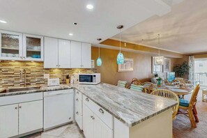 Fridge, microwave, oven, stovetop - Coastal-Themed Beach Condo w/Great Beach Views, Private Balcony, Shared Pool (Ocean City)