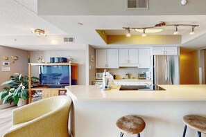 Fridge, microwave, oven, stovetop - Ideal waterfront condo with pools, private balcony & W/D (Ocean City)