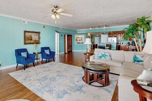 TV, fireplace, DVD player, offices - Beachfront Gem- Ocean-Facing Balcony, Rooftop Pool and free WIFI (Ocean City)