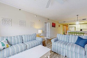 TV, fireplace, offices - Newly Updated Condo Steps from the Beach w/ Balcony, Shared Rooftop Pool (Ocean City)