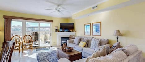 TV, fireplace, DVD player, offices
