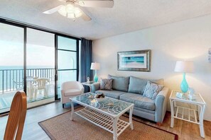 TV, offices - Oceanfront Condo with Sunrise Views, Balcony, AC, WiFi & Shared Outdoor Pool (Ocean City)