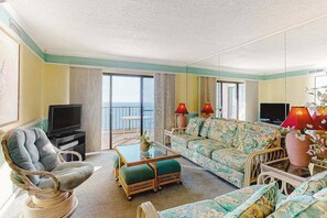 TV, DVD player, offices - Oceanfront Condo on the Beach with Balcony, AC, WiFi & Shared Pools/Hot Tub (Ocean City)