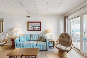 TV, offices - Oceanfront condo near golf with pool, balcony, central AC, & washer/dryer (Ocean City)