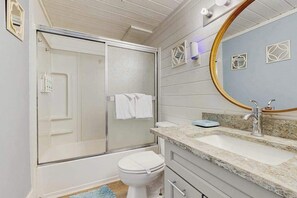 Shower, towels - Convenient Condo, Updated Waterfront Deck, Free WiFi, Games, Partial A/C, W/D (Ocean City)