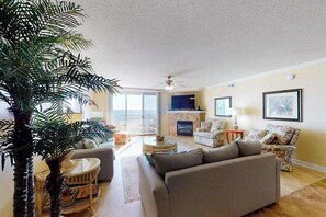 TV, fireplace, DVD player, offices - Incredible Beachfront Condo w/Private Balcony, Fireplace, A/C, & Shared Pool (Ocean City)