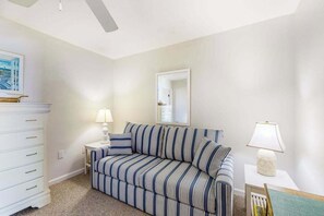 TV, offices - Lovely Oceanfront Home with Free WiFi, Balcony Ocean Views, Central AC, & Deck (Ocean City)