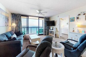 TV - Budget-friendly beachfront condo with balcony, pools, gym & sauna (Ocean City)