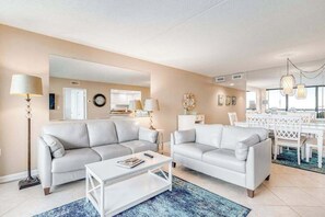 TV, DVD player - Convenient beachfront condo with views, balcony, pools, gym & game room (Ocean City)