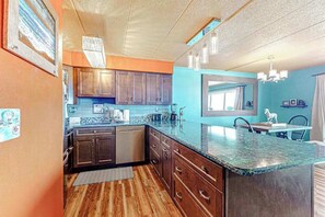 Fridge, microwave, oven, stovetop - Fun-Filled Home in Bayfront Complex w/Free WiFi, Shared Pool, Central AC, W/D (Ocean City)