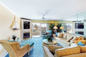 TV, fireplace, DVD player, offices - Sunny Condo w/Private Balcony, Free WiFi, Shared Pools, Tennis Court, and A/C (Ocean City)