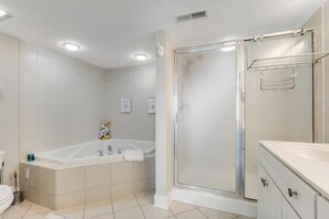 Shower, hair dryer - 3rd-floor corner condo with amazing ocean views, balcony, rooftop pool, & W/D (Ocean City)