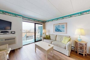 TV, DVD player, offices - Partial Ocean View Condo w/ Balcony, AC, W/D & Shared Pool - Steps to the Beach (Ocean City)