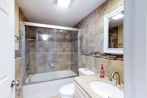Shower, towels - Oceanfront Condo near the Boardwalk with Balcony, AC, WiFi & Shared Pool (Ocean City)