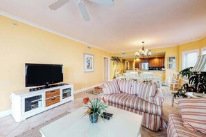 TV, DVD player, offices - Spacious Oceanfront Condo with 2 Balconies, WiFi, Central AC & Shared Pool (Ocean City)