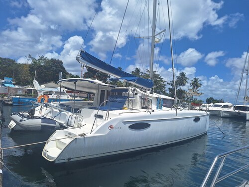 Catamaran shared anchorage at anse mitan les trois-ilets