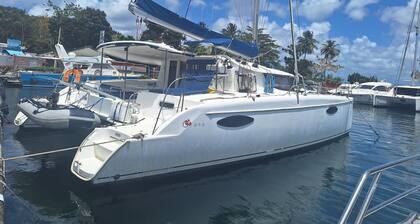 Catamaran shared anchorage at anse mitan les trois-ilets