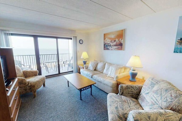 TV, offices - Beachfront Suite w/Ocean Views From Balcony, Free WiFi, Central AC, Private W/D (Ocean City)