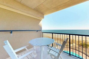Outdoor dining - Beachfront escape with an outdoor pool, fast WiFi, washer/dryer, & ocean view (Ocean City)