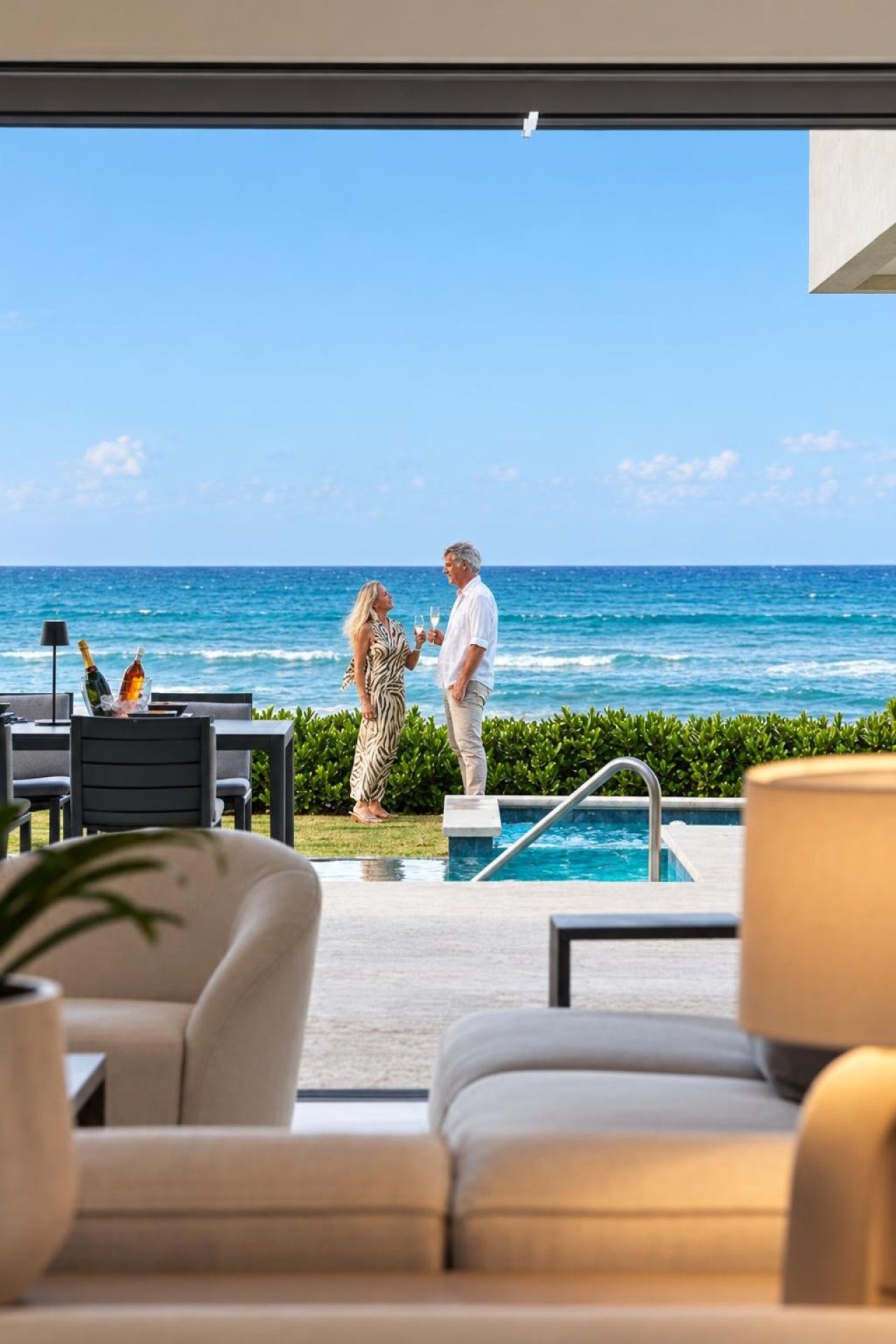 Your private chef prepares fresh meals tailored to your group, from relaxed breakfasts and poolside lunches to memorable dinners overlooking the Caribbean.