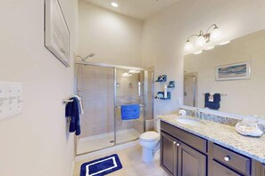 Shower, hair dryer - Bay-view townhome with pool & private outdoor living - walk to dining (West Ocean City)